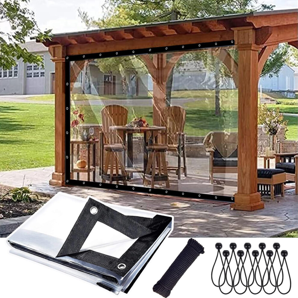 Clear Tarpaulin 14X22 Ft Waterproof Pvc Tarp For Greenhouse Balcony Garden With Grommets Uv Resistant 9073542252368