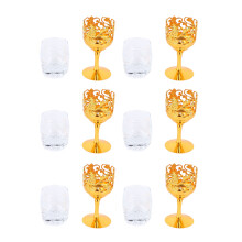 6Pcs Metal Wine Glass Set - Rounded Mouth Stemmed