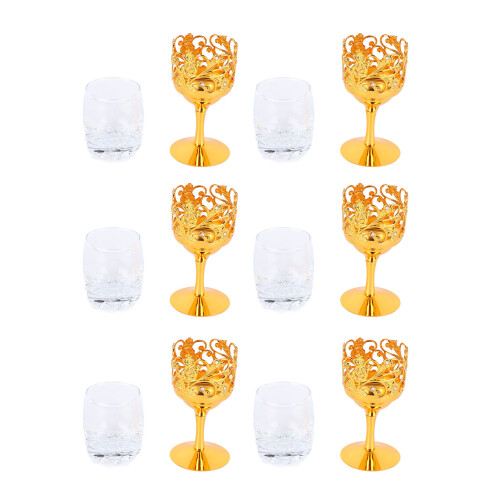 6Pcs Metal Wine Glass Set - Rounded Mouth Stemmed