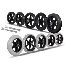 Wheelchair Replacement Wheels 2 Pack, Durable 5Spoke Caster Wheels with Smooth Quiet Rolling, 6/7/8 Inch Rubber Tires