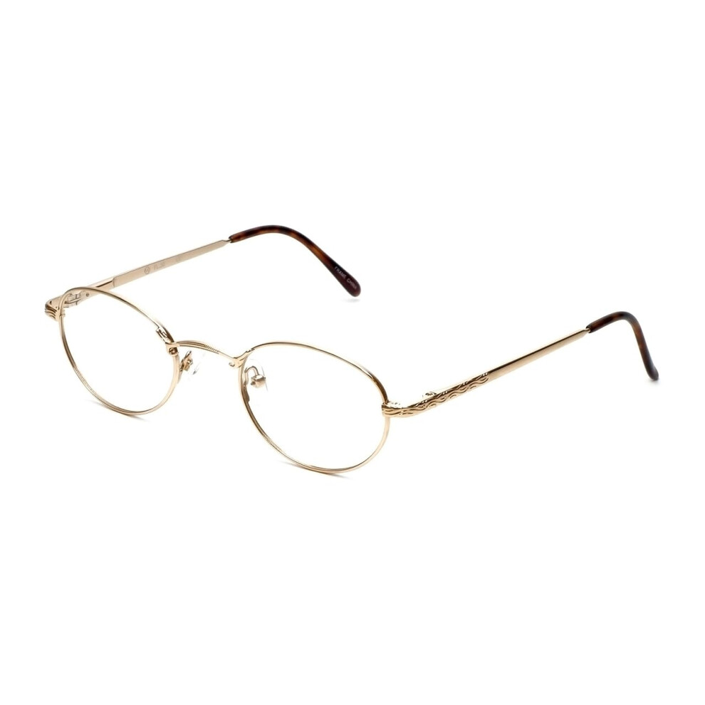 Round Blue Light Blocking Reading Glasses for Women with Timeless Gold Frame +0.00 Nonprescription