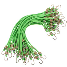Short Bungee Cords with Hooks, 25.4 cm, Adjustable, Stretchable, Durable, Short, Elastic, for Camping, Tarps, Tents, and Boats, Green, 30 Pieces
