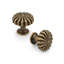 Antique Brass Cabinet Knobs 5 Pack, Vintage Drawer Pulls for Dresser with Solid Zinc Construction