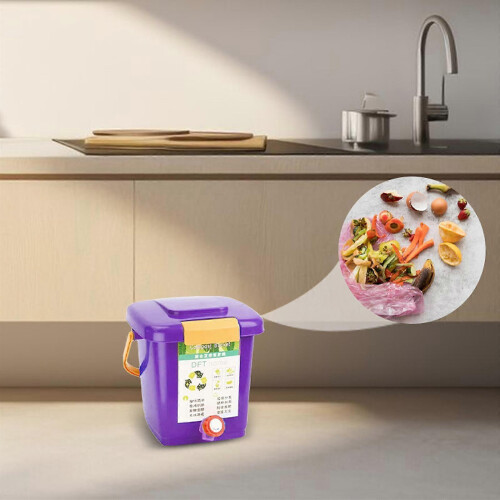 (Without Fork) Kitchen Compost Bucket Garbage Can Tight Buckle Easy to Move Modern Waste 1