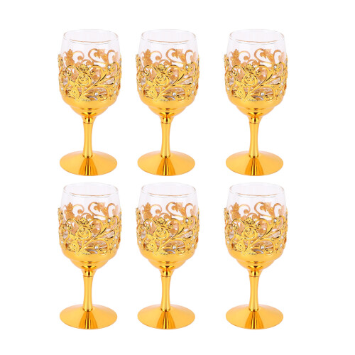 6Pcs Metal Wine Glass Set - Rounded Mouth Stemmed 1