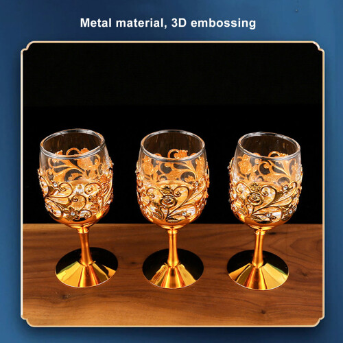 6Pcs Metal Wine Glass Set - Rounded Mouth Stemmed 2
