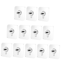 Self Adhesive Wall Hooks 20pcs Transparent No Drilling Removable Hangers for Bathroom Kitchen