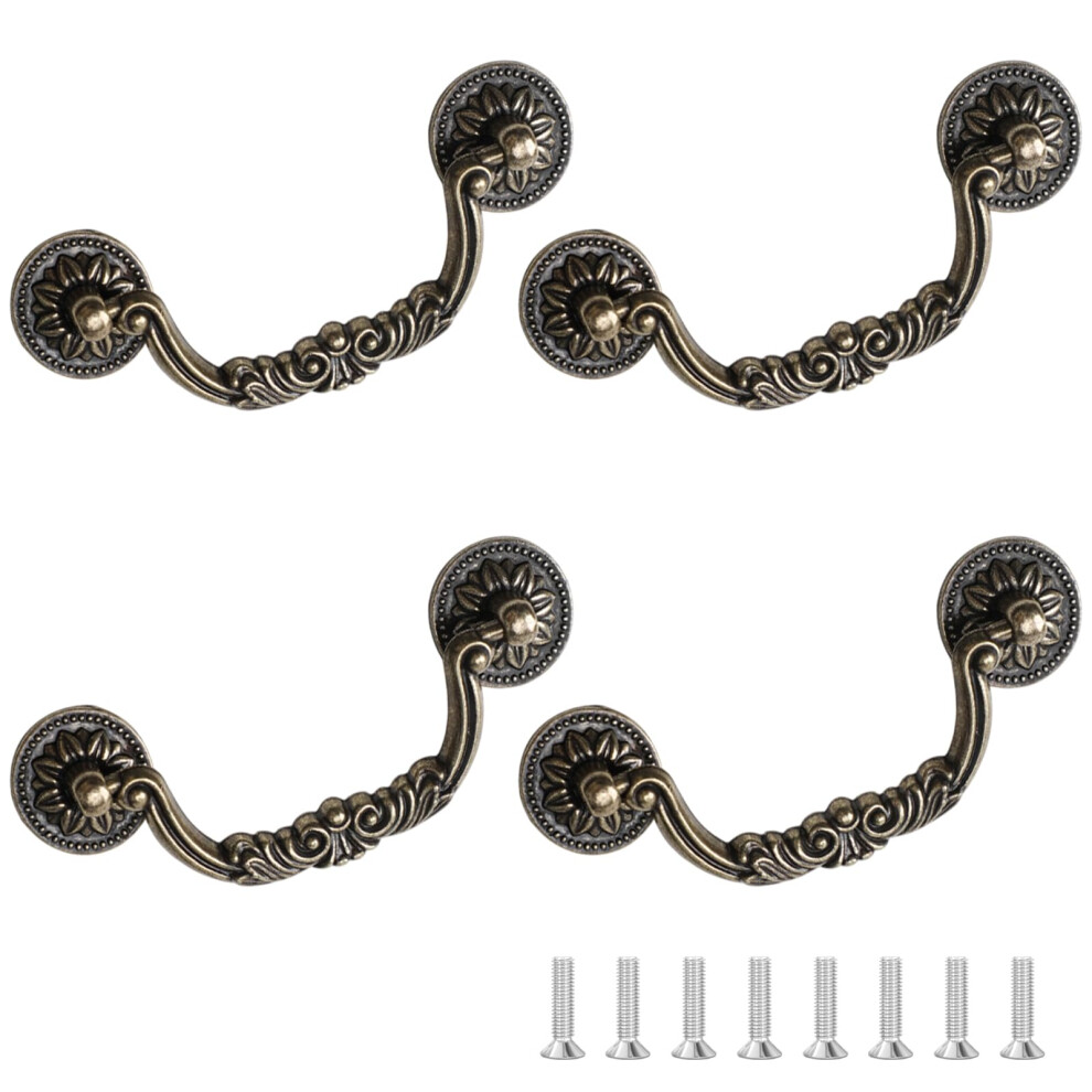 Vintage Cabinet Pulls 96Mm Daisy Design Antique Bronze Drawer Handles Set Of 8 Zinc Alloy 9073542998747