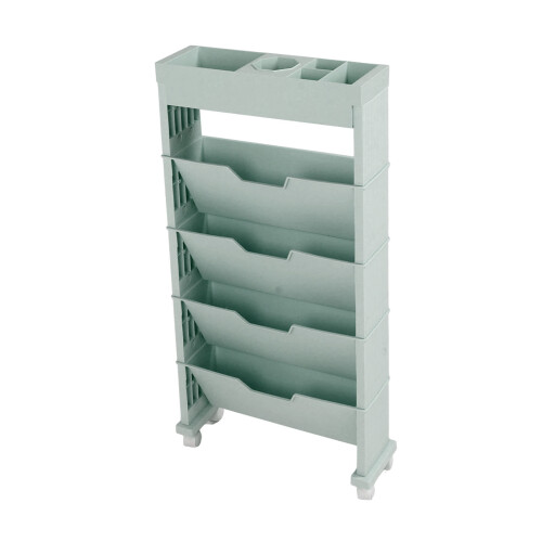 Blue Mobile Bookcase 78.5x12x39.5 cm Capacity 2