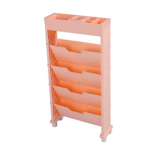 Mobile Bookcase Large Capacity 78.5x12x39.5cm Pink 1