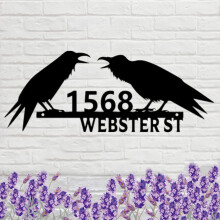 Custom Metal Address Sign Vertical House Number Plaque with Family Name and Monogram for Outdoor Décor