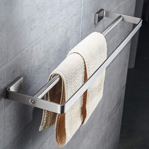 Bathroom Towel Rack 80cm Wall Mounted Stainless Steel Double Pole Rustproof SpaceSaving Design 1