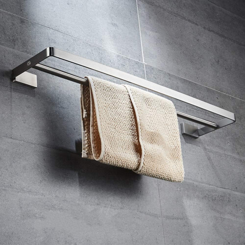 Bathroom Towel Rack 80cm Wall Mounted Stainless Steel Double Pole Rustproof SpaceSaving Design 2