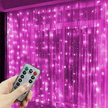 (3x3M, Pink) 3m 4m 6m Usb Curtain Garland Festoon Led Light Christmas String Lights Christmas Decorations 2024 Holiday Wedding Decorative