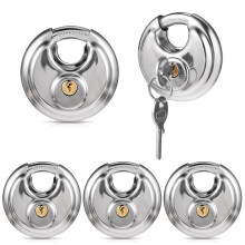 5 Pack Heavy Duty Stainless Steel Padlocks Waterproof Outdoor Discus Locks with Brass Keys for Gate Fence Storage Unit