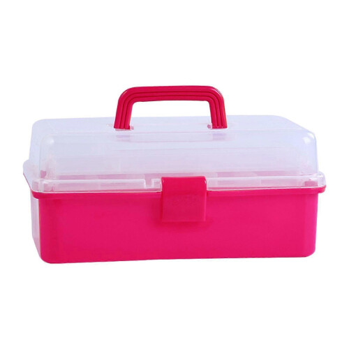 (Rose) Multipurpose Organizer, Art and Craft Storage Box Case, Lockable Container and Handle for Manicure Tools, Camping Art Supply