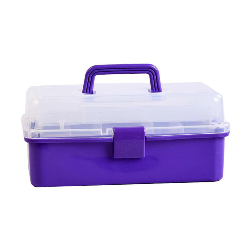 (Violet) Multipurpose Organizer, Art and Craft Storage Box Case, Lockable Container and Handle for Manicure Tools, Camping Art Supply