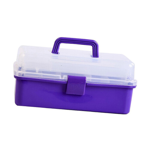 (Violet) Multipurpose Organizer, Art and Craft Storage Box Case, Lockable Container and Handle for Manicure Tools, Camping Art Supply 1