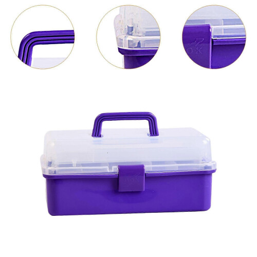 (Violet) Multipurpose Organizer, Art and Craft Storage Box Case, Lockable Container and Handle for Manicure Tools, Camping Art Supply 2