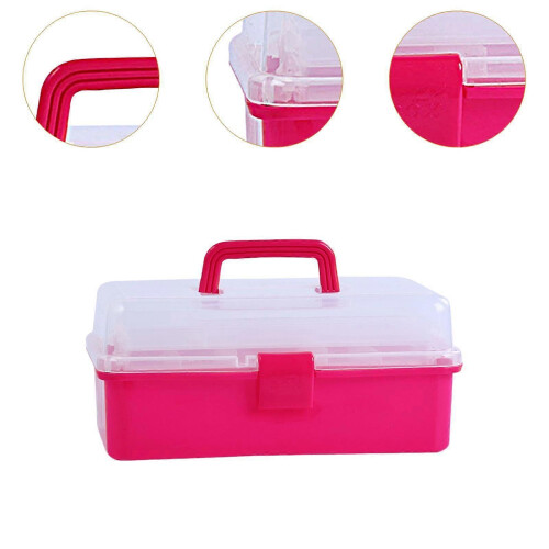 (Rose) Multipurpose Organizer, Art and Craft Storage Box Case, Lockable Container and Handle for Manicure Tools, Camping Art Supply 2
