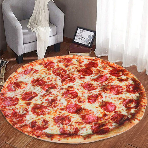 Pizza Pattern Baby Rug 5.2ft Round Colorful