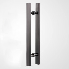 Black Stainless Steel Door Pull Handle 24 Inch, Modern Flat Shape Heavy Duty Exterior Front Glass Door Handle