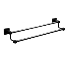 Stainless Steel Double Towel Bar 30cm Black Bathroom Rack Wall Mounted Rust Resistant Concealed Mount