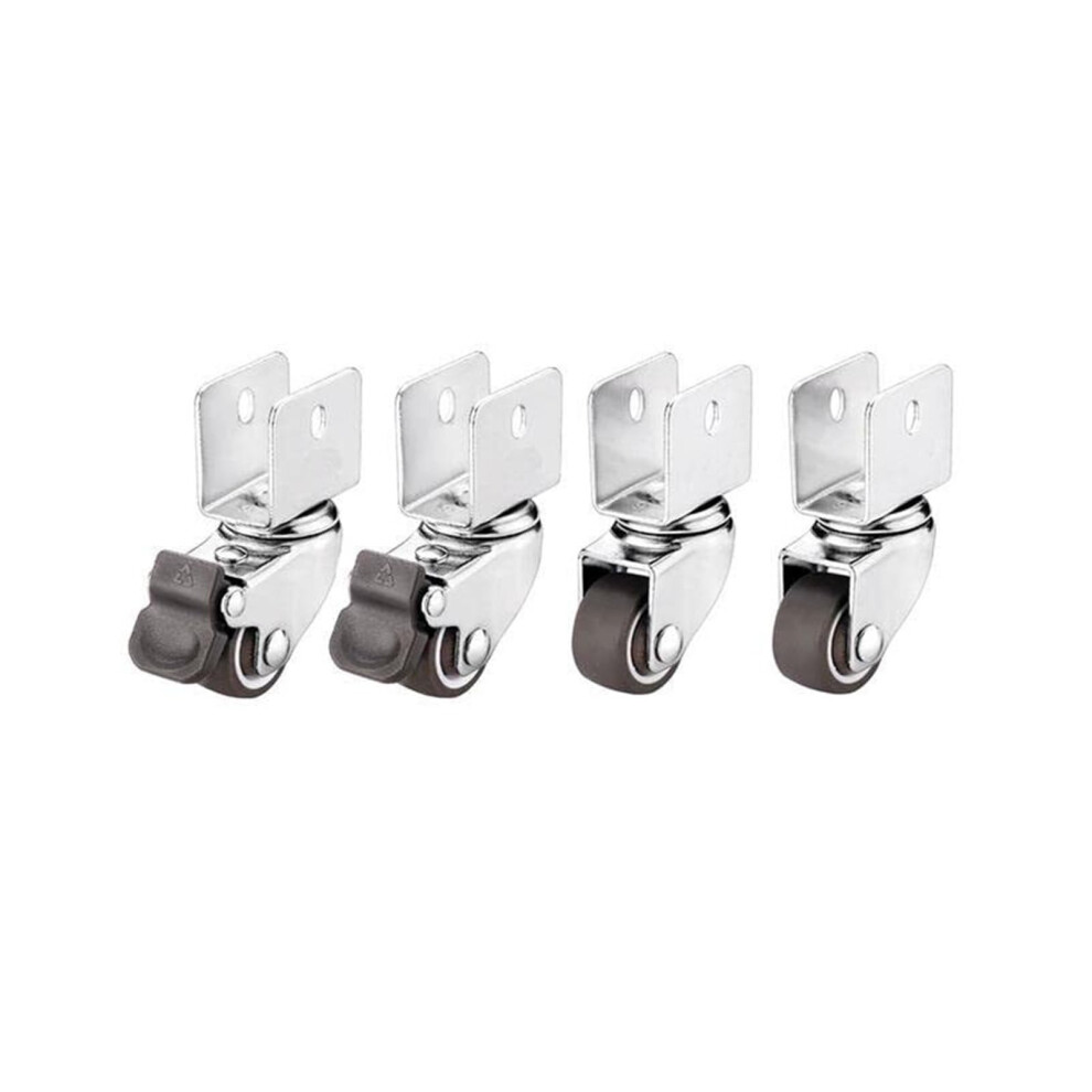 Swivel Caster Wheels 18Mm Heavy Duty Rubber Casters With Brake, Smooth 360 Swivel For Furniture 9771547855729