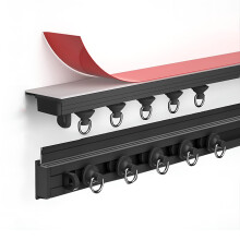 Adhesive Curtain Track Ceiling or Wall Mount NoDrill Installation Aluminum Rail for Room Divider 19.7FT Black