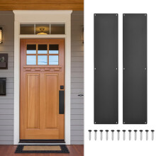 2 Pcs Black Aluminum Door Push Plate Set 3.3x15in Durable ScratchResistant Kick Plate for Interior Exterior Doors