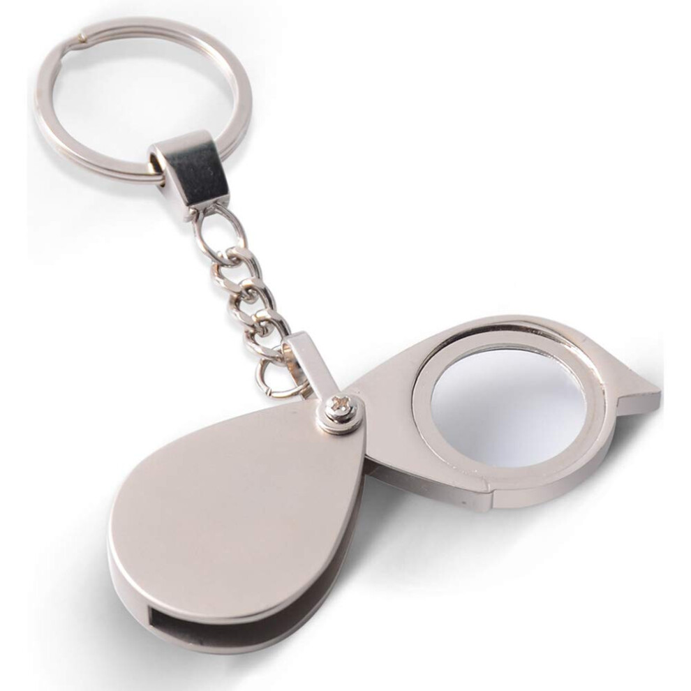 8X Mini Portable Folding Keychain Magnifying Glass with Optical Lens for Reading and Hobby Use