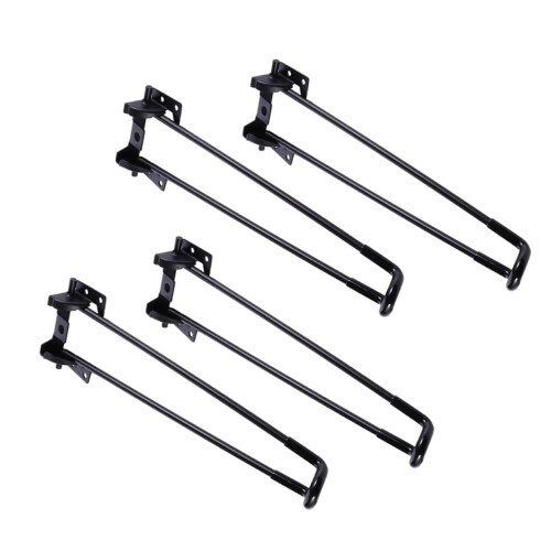 4Pcs Folding Metal Table Legs Adjustable Height Easy Install Durable Iron Support for Desk Sofa Table Black