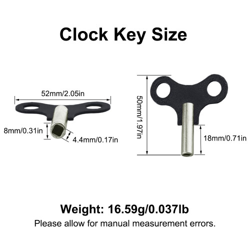 5 Pack Clock Winding Key Set Durable Alloy Mechanical Clock Key for Wall and Mantel Clocks 1