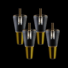 4 Pieces Clear Acrylic Furniture Legs 25cm with Gold Caps, Modern ‑Strength Sofa Bed Cabinet Replacement Set
