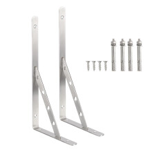 8 Inch Folding Wall Shelf Brackets 2 Pack Heavy Duty Stainless Steel for Space Saving Tables, Silver