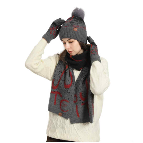 Set 3 in 1 composto da berretto invernale, sciarpa calda e guanti touchscreen per uomo e donna, ideale per uomo e donna. 1