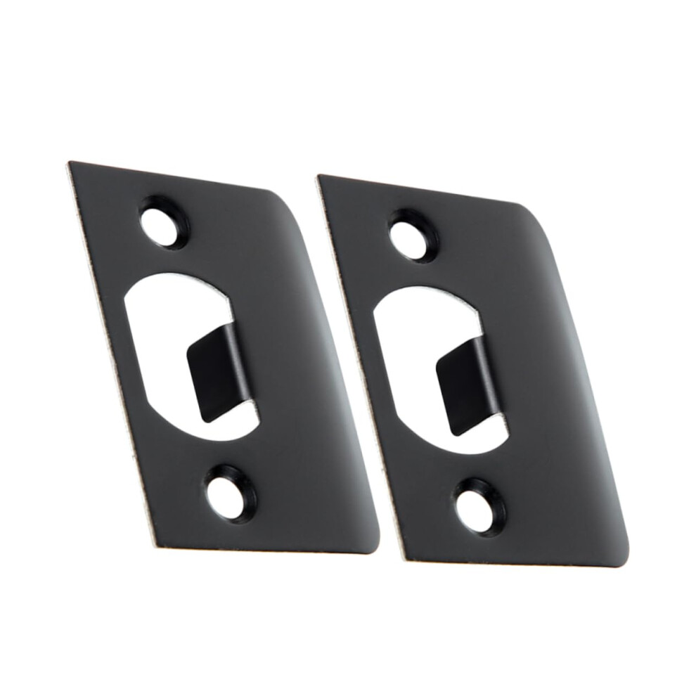 2Pcs Stainless Steel Door Strike Plate Dshape Latch Black For Enhanced Door Security And Reinforcement 9351714479509