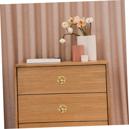 Vintage Brass Cabinet Knobs and Drawer Pull Handles Rose Shape Golden Finish Durable Easy Install 1