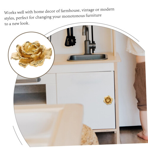 Vintage Brass Cabinet Knobs and Drawer Pull Handles Rose Shape Golden Finish Durable Easy Install 2