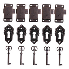Antique Cabinet Lock Set with Key, Durable Iron Build, Vintage Decorative Lock for Jewelry Box