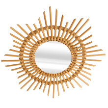 Wall Decor Rattan Mirror Star Shape Handcrafted for Lounge Bedroom Hallway