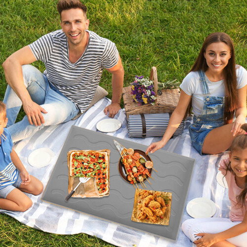 Grill Mat Silicone 22-inch Grey Anti-stick Cover 1