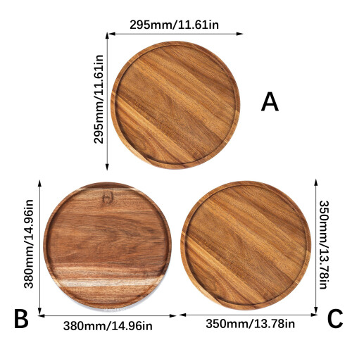 Plateau de rangement circulaire en bois polyvalent, pour-38cm 1