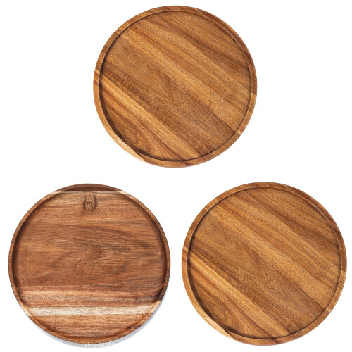 Plateau de rangement circulaire en bois polyvalent, pour-38cm 2