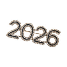 Neujahrsbrosche 2026 mit zahlreichen Kristallen-Schwarz