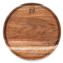 Grand plateau de service rond en bois, parfait pour manger-35cm