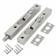 6 Inch Stainless Steel Flush Bolt Lock Set of 2, Secure Door Locking for Double Doors, Brushed Finish