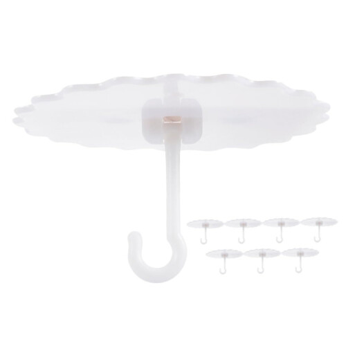 8pcs Adhesive Bed Canopy Hooks for Ceiling Curtains, Durable Plastic Dome Design for Mosquito Net