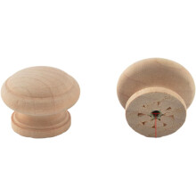 Retro Wooden Cabinet Knobs and Drawer Handles 8 Pack, Solid Pine and Lotus Wood with Ergonomic Rounded Grip