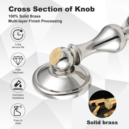 Polished Nickel Cabinet Knobs 2 Pack, Solid Brass Drawer Pulls for Modern Kitchen and Dresser 1